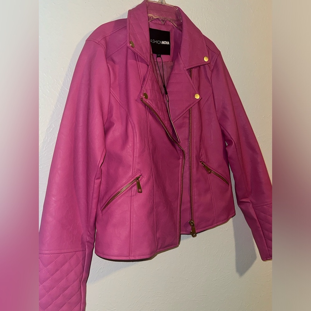 FN Pink Leather Jacket (Brand New)